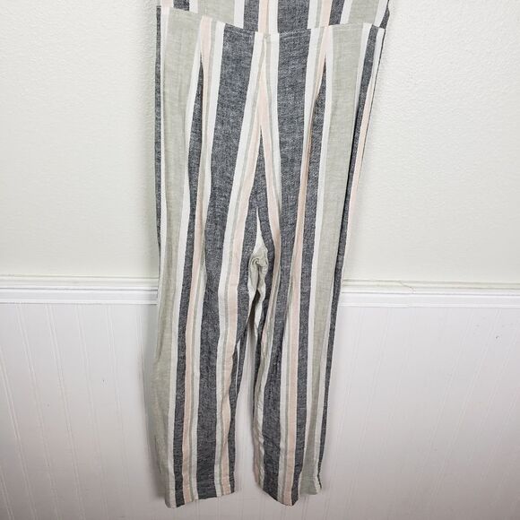 Urban Outfitters Women's Pink Blue Linen Blend Zip Up Long Jumpsuit Size Small - Picture 4 of 12